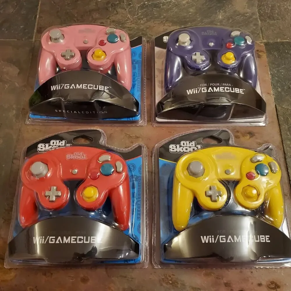 4 Gamecube Controllers - 4 Colors Bundle (NEW) Red Yellow Pink Purple - Nintendo